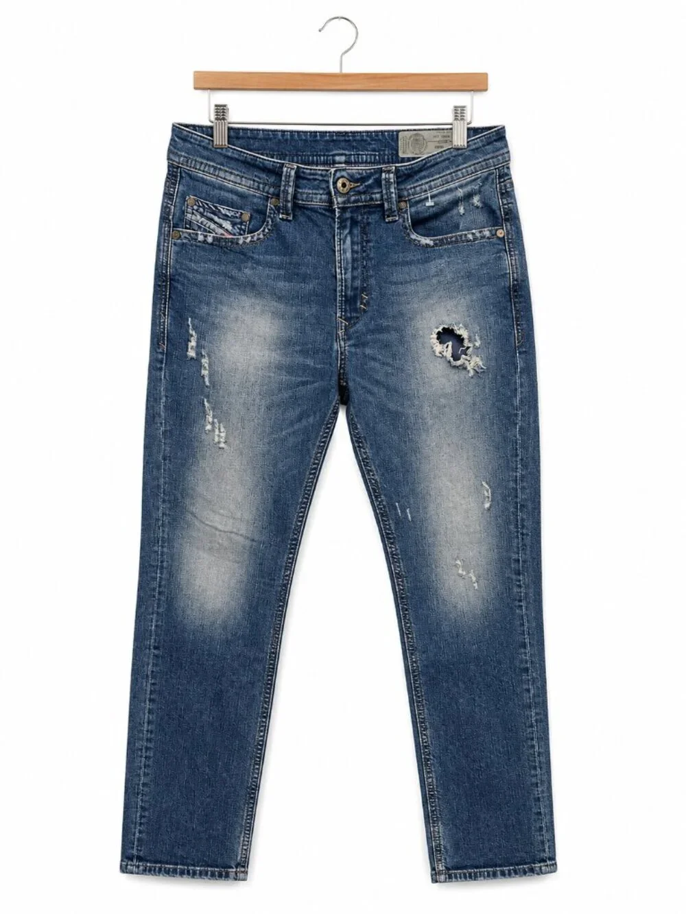 Diesel Industry Denim Division Distressed Slim Jeans Mens 28 Blue Medium Wash